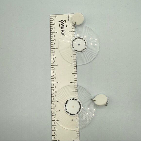 Old Fashioned Vinyl Record Music Disc Earrings - White - Picture 8 of 8